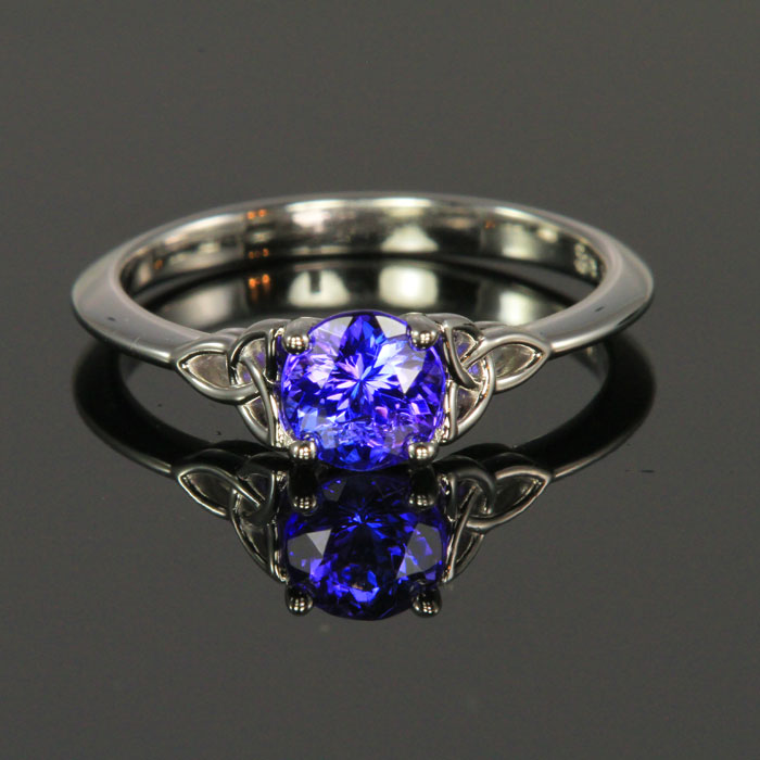 14K White Gold Round Tanzanite Ring 1.02 Carats