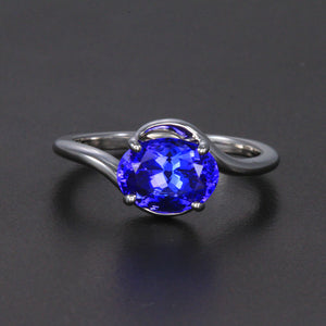 14K White Gold Oval Bypass Tanzanite Ring 2.30 Carats
