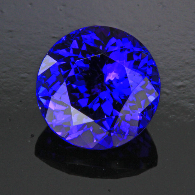 Blue Violet Exceptional Round Brilliant Tanzanite Gemstone  4.01 Carats