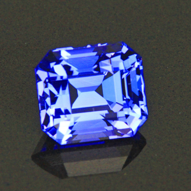 Violet Blue Vivid Emerald Cut Tanzanite Gemstone  2.35 Carats
