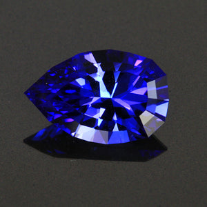 Violet Blue Vivid Angular Pear Shape Tanzanite Gemstone 6.87 Carats