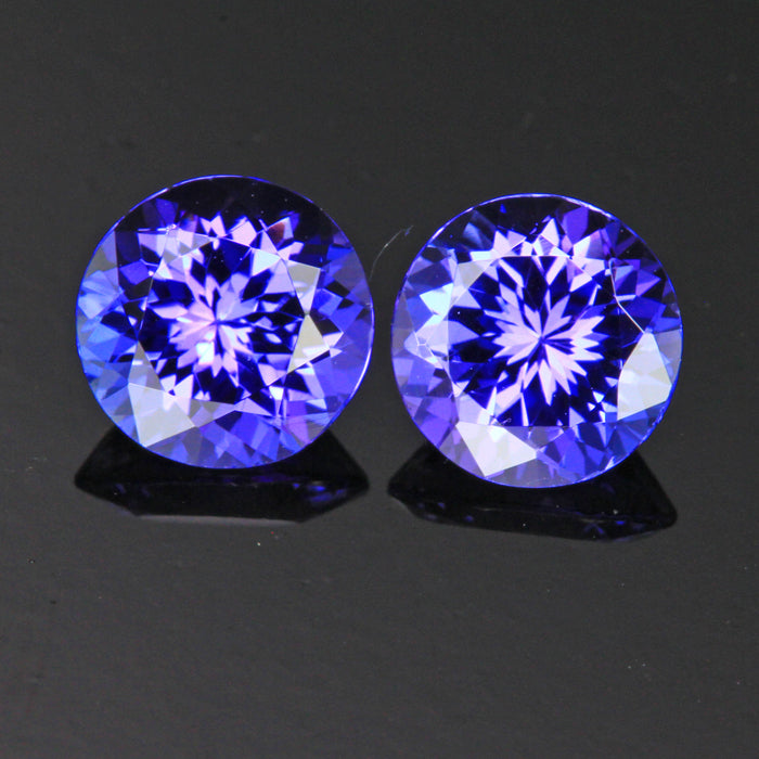 matched pair round tanzanite gemstones