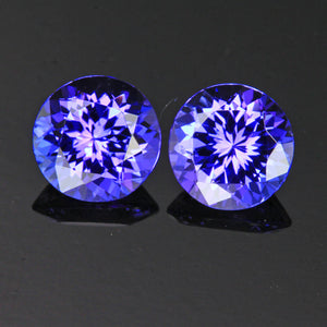 matched pair round tanzanite gemstones