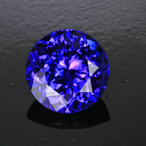 Blue Violet Vivid Round Brilliant Cut Tanzanite Gemstone  3.55 Carats