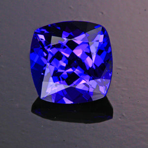 Blue Violet Exceptional Square Cushion Tanzanite Gemstone 3.09 Carats