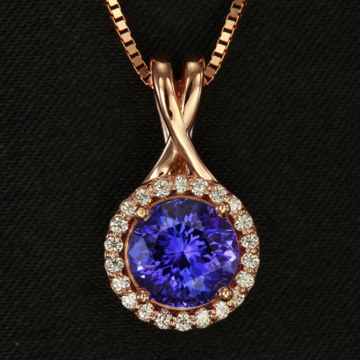 Rose Gold Tanzanite Diamond Pendant
