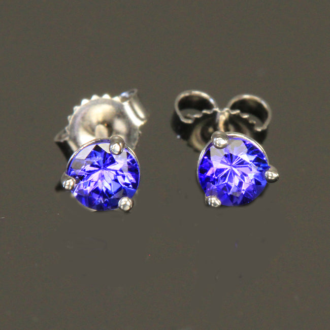 Round Tanzanite Stud Earrings