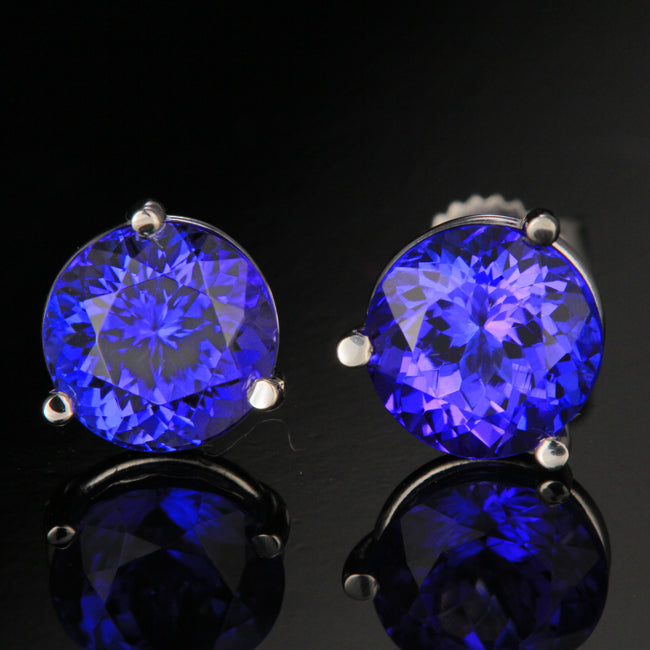 3.99 ct round tanzanite stud earrings
