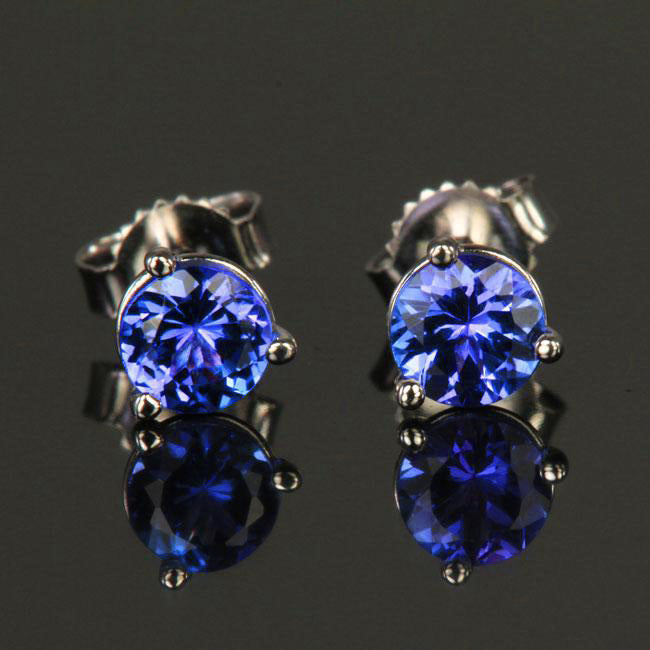 14 Karat White Gold Tanzanite Earrings 4.5mm