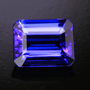 Blue Violet Emerald Cut Tanzanite Gemstone  2.98 Carats