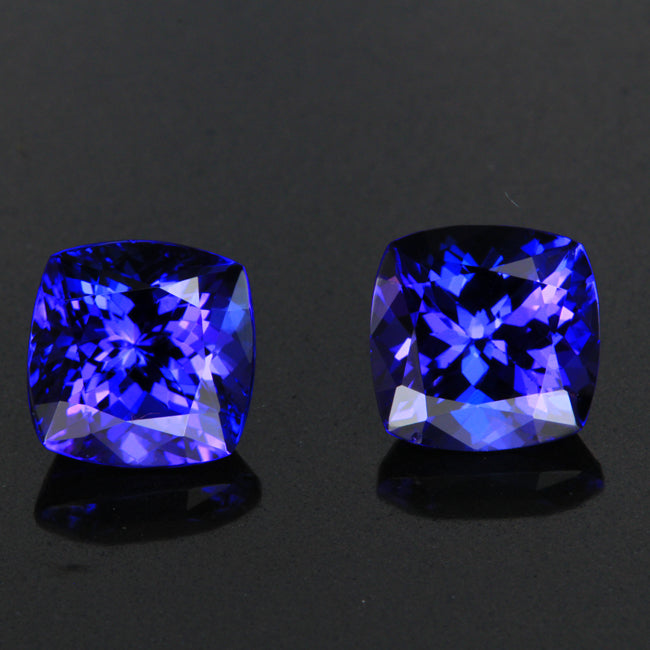 For Anthony 5.22 Carats Square Cushion Tanzanite Pair