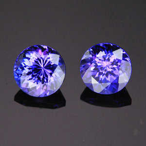 matched pair round tanzanite gemstones