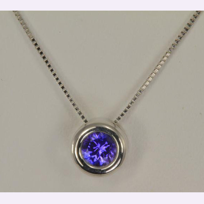 Sterling Silver Floating Tanzanite Necklace .78 Carats
