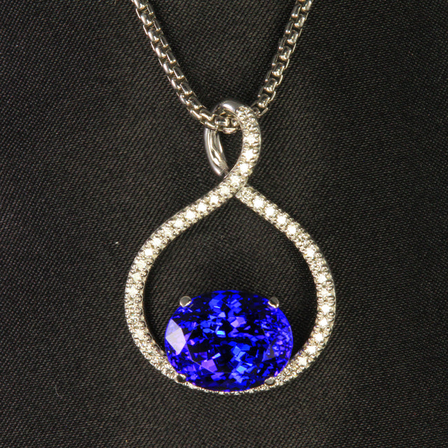 elegant tanzanite and diamond pendant custom designed