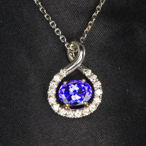 custom designed oval tanzanite diamond pendant