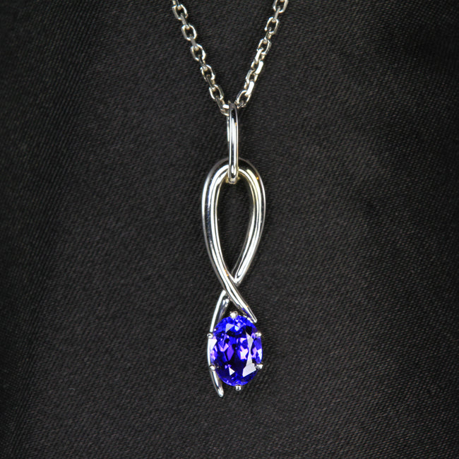 14K White Gold Tanzanite Pendant