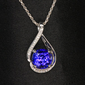 tanzanite and diamond pendant