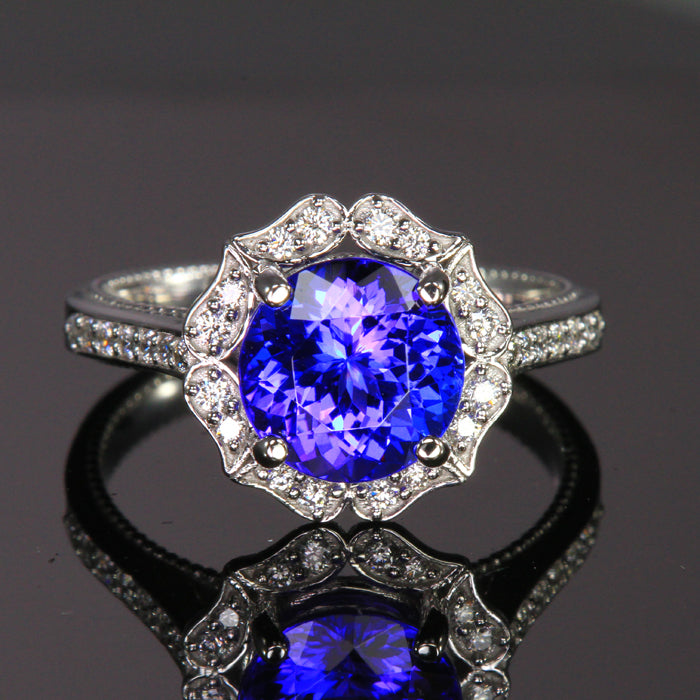 tanzanite diamond halo ring