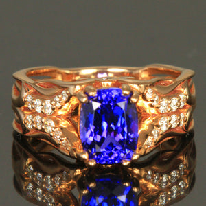 14K rose gold tanzanite diamond ring