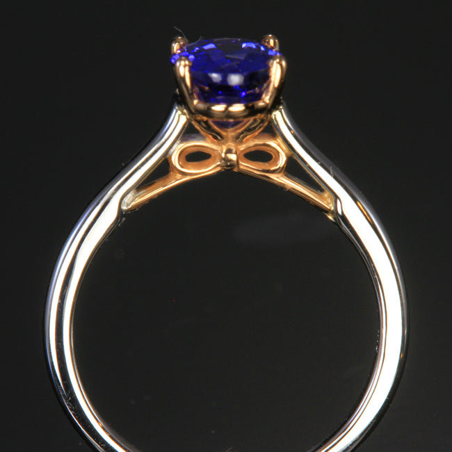Tanzanite oval ring in 14K white and rose gold