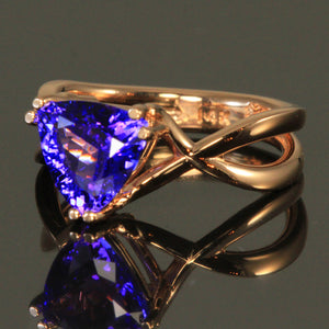 14K Rose Gold Trillant Tanzanite Ring by Christopher Michael 2.55 Carats