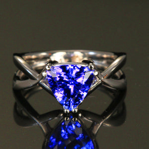 14K White Gold Trilliant Tanzanite Ring by Christopher Michael 2.18 Carats