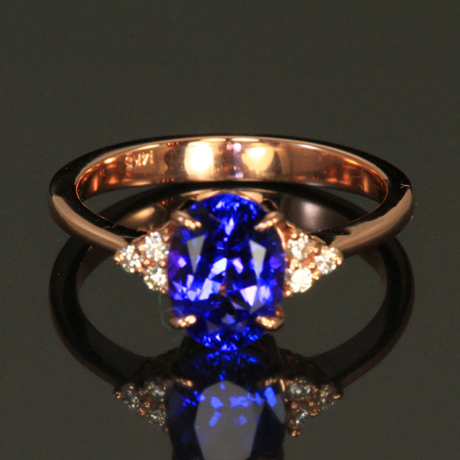 14K Rose Gold Oval Tanzanite Ring 1.66 Carats