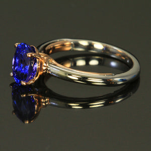 14K White/Rose Gold Oval Tanzanite Ring 1.86 Carats