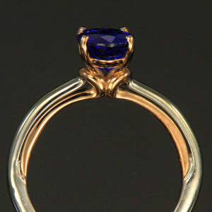 14K White/Rose Gold Oval Tanzanite Ring 1.86 Carats