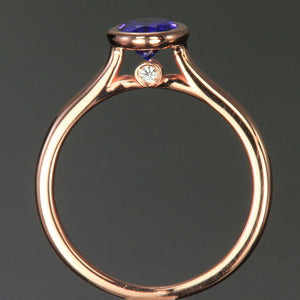 14K Rose Gold Oval Bezel Set Tanzanite Ring .91 Carats