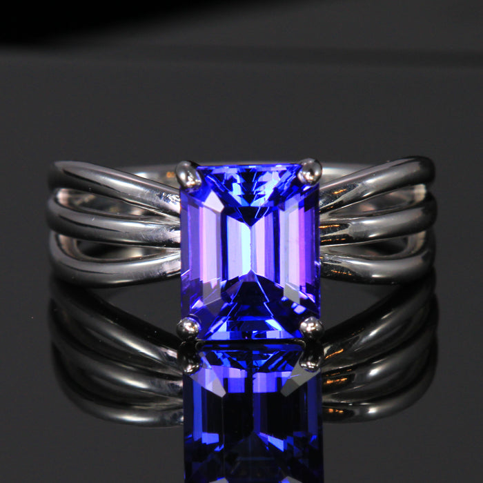 emerald cut tanzanite ring