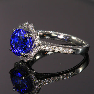 14K White Gold Tanzanite and Diamond Ring 3.15 Carats Designed by Christopher Michael