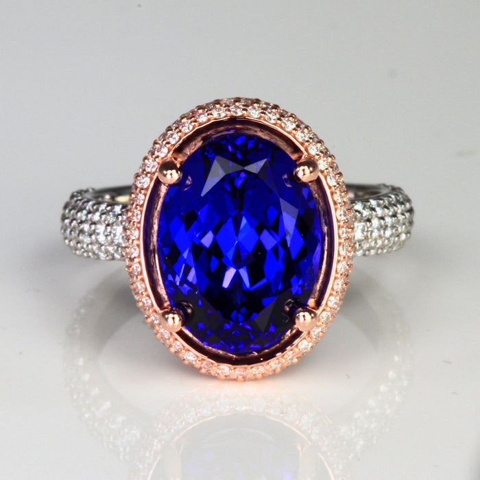 platinum and rose gold tanzanite ring