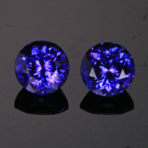 Blue Violet Round Brillant Pair Tanzanite Gemstone 2.93 Carats
