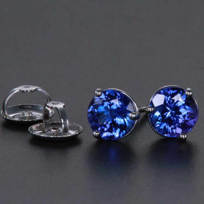 14K White Gold Tanzanite pierced  Screwback Earrings 1.77 Carats