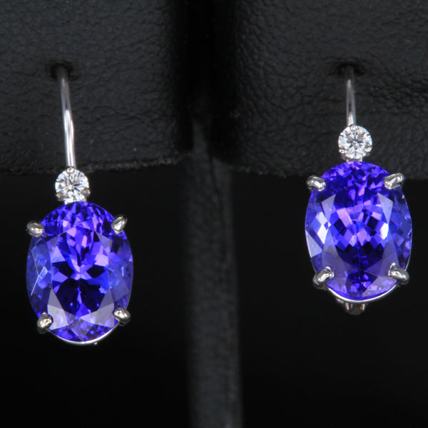 14K White Gold Oval Tanzanite Leverback Earrings HOLD FOR TIM